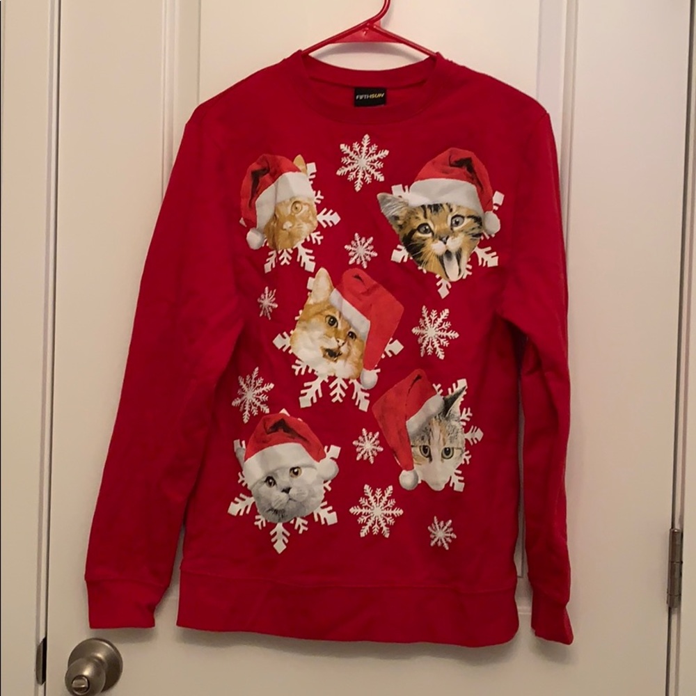 Santa Hat Cat Christmas Sweater - Picture 1 of 4